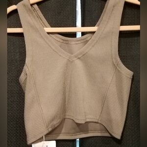 Lululemon Athletica Tan Ribbed Crop Tank Top